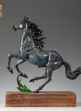 《光芒四射》铜金岁月全黄铜马摆件开业送礼家居客厅公司装饰