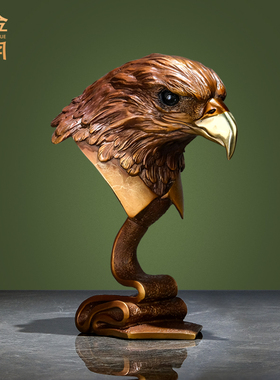 黄铜摆件办公室桌面置物架鹰摆件