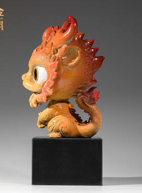 《龘龘送宝》铜金岁月全黄铜龙宝宝摆件新中式家居装饰送礼工艺品