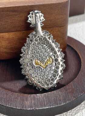 中式复古银质帝王绿玉坠项链