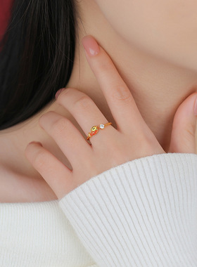 轻奢锦鲤锆石开口可调女戒