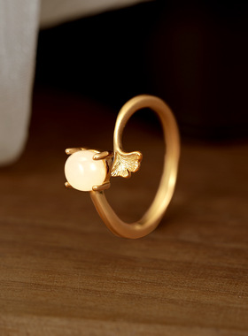 小众银质珍珠圆形开口戒指女款