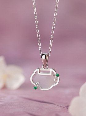 中式复古银质平安锁项链女高级感