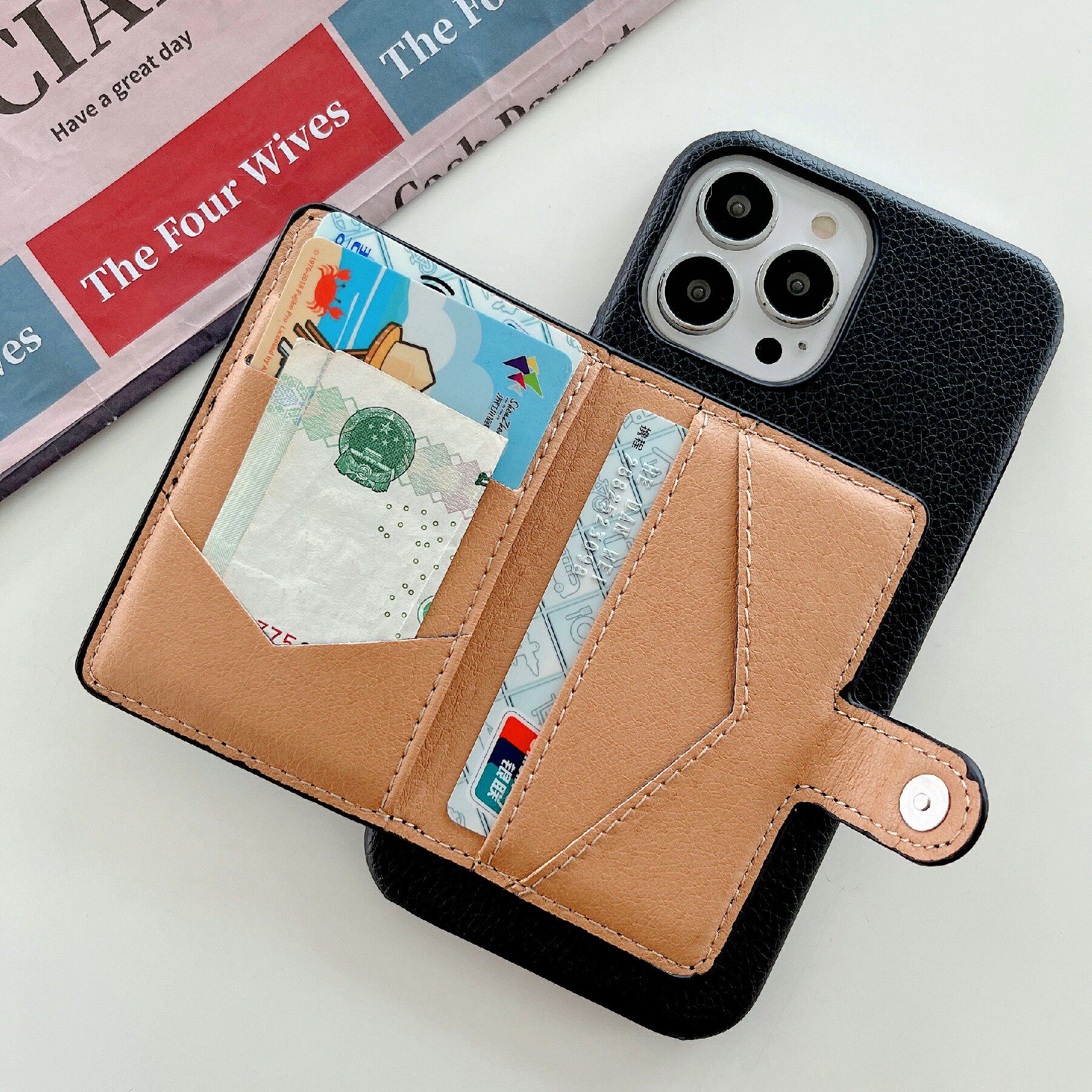 苹果16适用苹果15promax卡包手机壳零钱包iPhone13mini卡包14钱包XS放卡片XR翻盖X夹层8plus插卡12卡套保护套