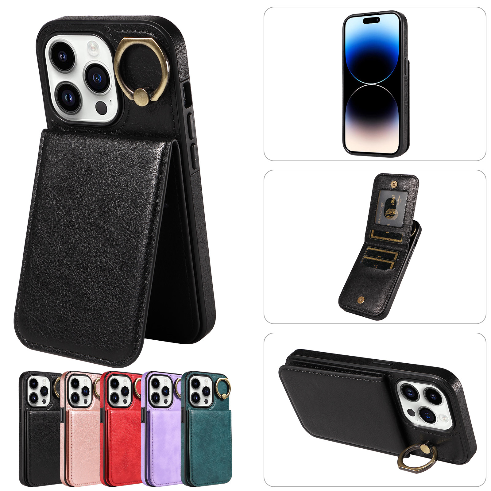苹果15卡包手机壳iPhone14手机壳适用苹果13保护套12pro带插卡槽可放相片11支架XR高级感16plus防摔新款X全包