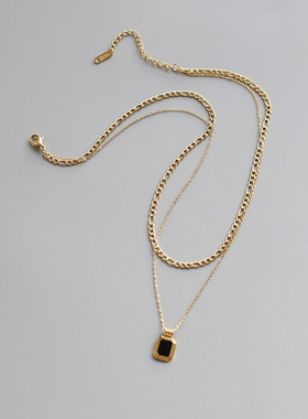 罗马黑钛钢双层叠戴项链