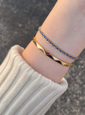 sl111 新年彩绳手链手工穿绳链条红绳首饰小香风叠戴简约钛钢