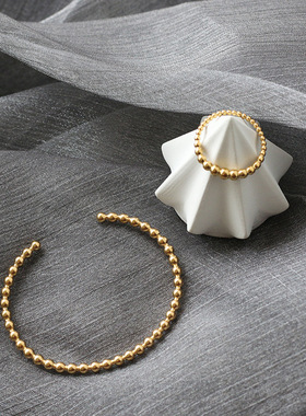 钛钢镀18K金保色开口手镯