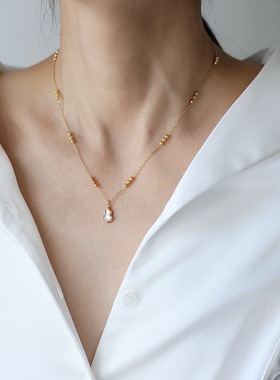 粉贝小葫芦项链女复古