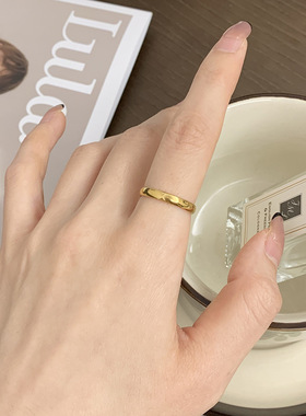 简约戒指钛钢窄边INS风星芒月牙