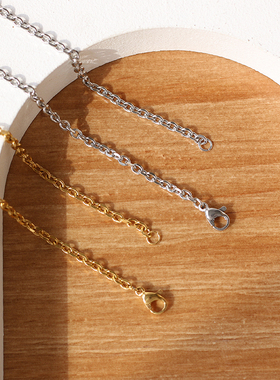 钛钢镀18K金不掉色百搭裸链项链