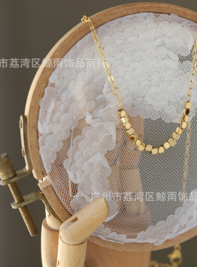 XL166 闪烁方块十八方多方来财幸运几何项链锁骨链 钛钢镀18K金