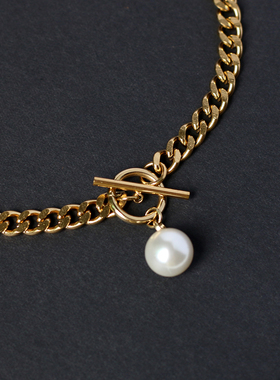 OT扣MORE人造珍珠钛钢锁骨链