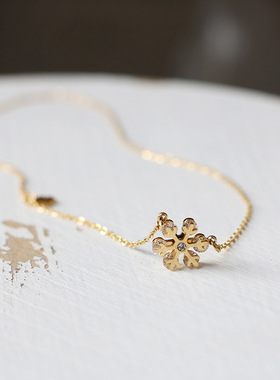 唯美秋冬闪钻锆石雪花项链锁骨链圣诞节女神礼物 钛钢镀18K不掉色