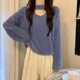Soft mink velvet halter neck v-neck sweater for women autumn and winter 2025 new loose knitted sweater lazy style short top