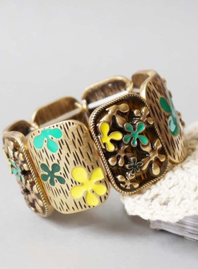 外贸原单欧美中古珐琅小花手链饰品