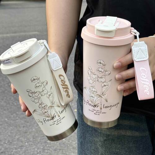 水杯杯子夏日水杯2026新款铃兰保温杯316不锈钢咖啡杯女生大容量