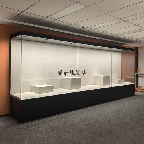 玻璃展示柜博物馆古董文物陶瓷字画靠墙沿墙通柜电动平移门陈列柜 - 图1