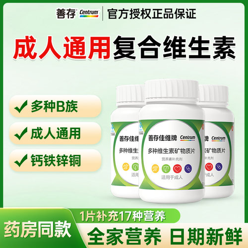 善存佳维牌多种维生素矿物质60片烟酰胺b3族vc维e官方旗舰店同款 - 图0