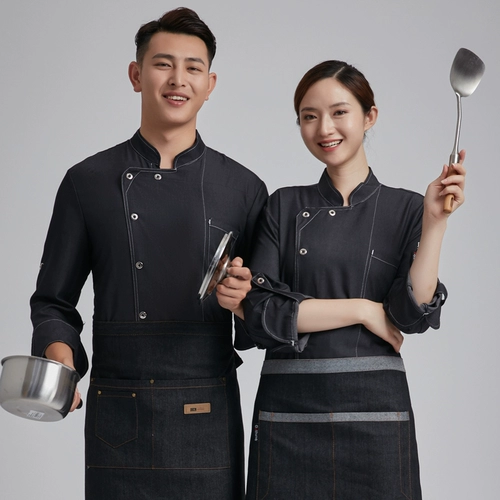 Персонализированная и модная рабочая одежда шеф -повара с регулируемой длиной пряжки и регулируемой осенней и зимней одеждой в западном ресторане задних кухни выпечка кухни