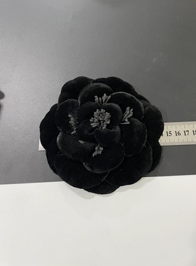 14.6cm高端天鹅绒山茶花面料双层对贴饰品胸针发夹款