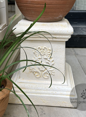比如树│复古欧式浮雕花纹罗马柱花盆花架户外庭院 花凳 花园婚庆
