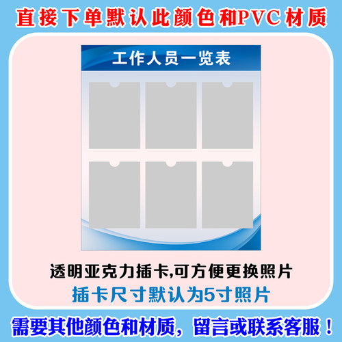 员工信息展示栏 医护人员工作人员一览表 小区物业人员岗位公示牌 - 图1