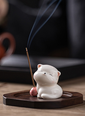 陶瓷迷你小猫咪摆件可爱萌猫治愈系客厅办公室桌面汽车车载装饰