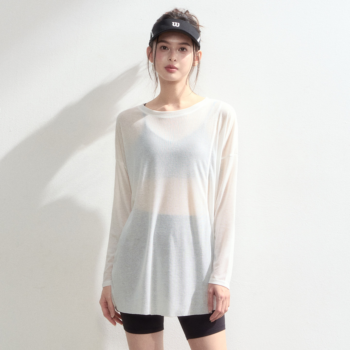 DCW轻薄运动上衣女宽松显瘦长款遮臀瑜伽长袖罩衫跑步训练健身t恤,淘宝优惠券,粉丝福利购,淘宝优惠卷