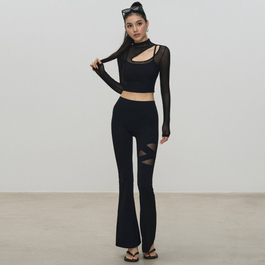 DCW微喇瑜伽裤女无尴尬线高腰提臀收腹健身裤跑步训练运动长裤秋