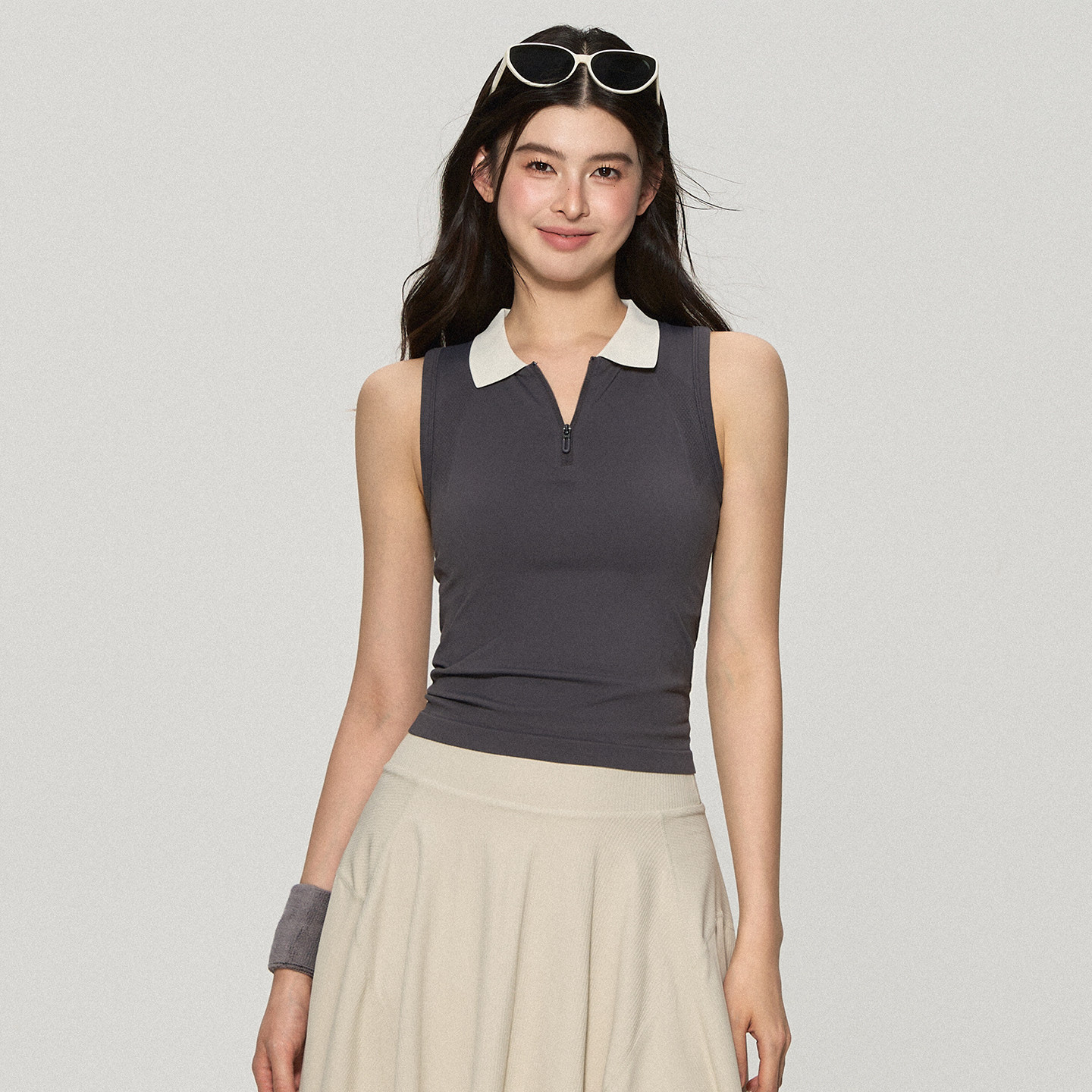 DCW无袖polo衫t恤女带胸垫修身显瘦健身瑜伽背心跑步训练运动上衣,淘宝优惠券,粉丝福利购,淘宝优惠卷