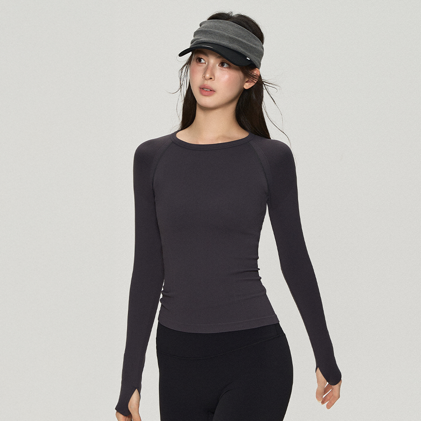 DCW普拉提瑜伽服长袖女紧身显瘦健身衣打底衫跑步训练运动上衣t恤 - 图2