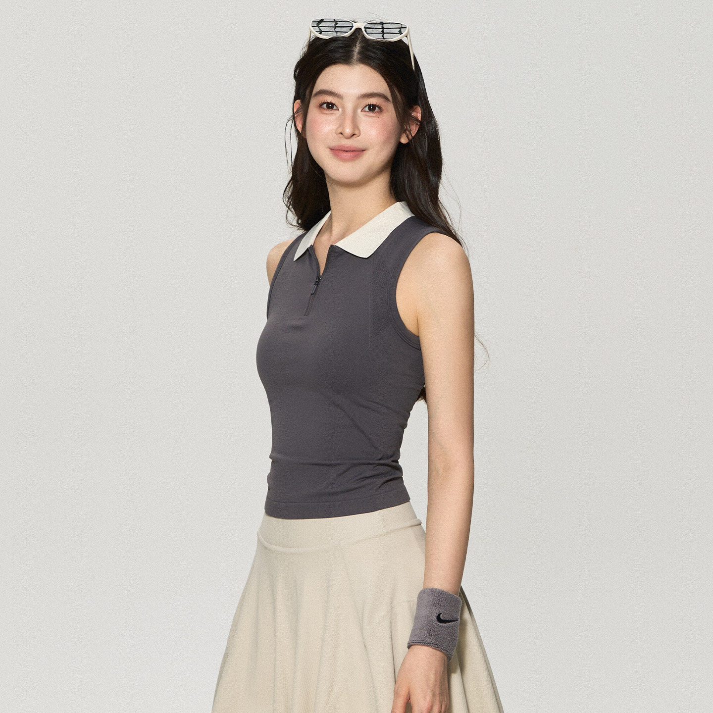 DCW无袖polo衫t恤女带胸垫修身显瘦健身瑜伽背心跑步训练运动上衣,淘宝优惠券,粉丝福利购,淘宝优惠卷