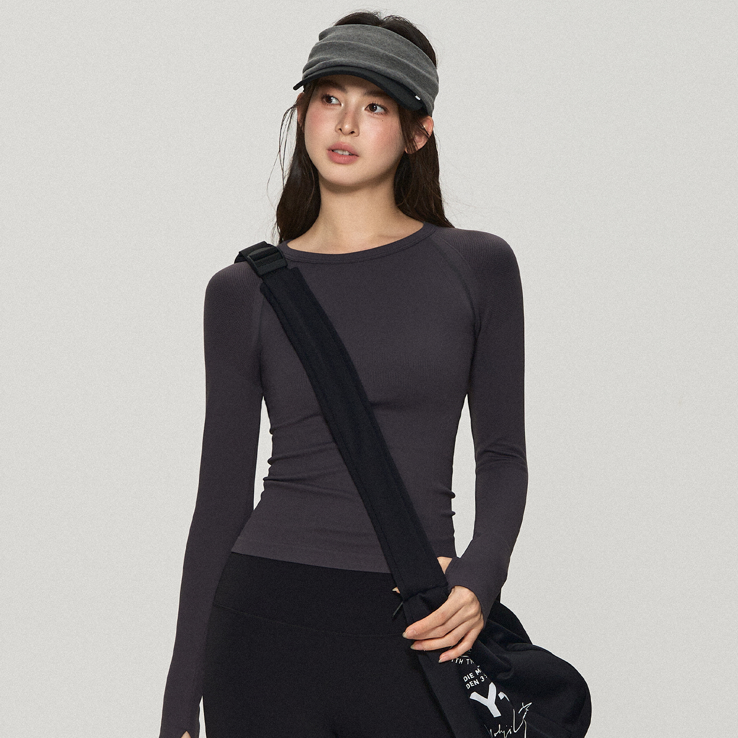 DCW普拉提瑜伽服长袖女紧身显瘦健身衣打底衫跑步训练运动上衣t恤 - 图0