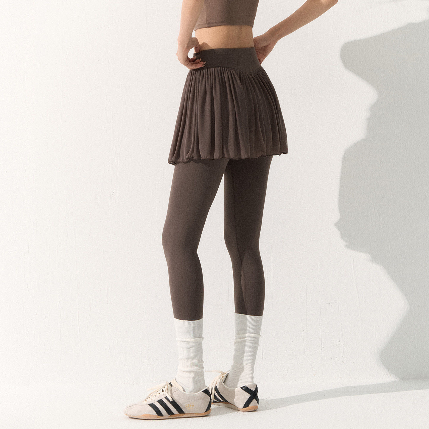 DCW假两件运动裤裙女高腰紧身显瘦跑步健身长裤普拉提训练瑜伽裤,淘宝优惠券,粉丝福利购,淘宝优惠卷