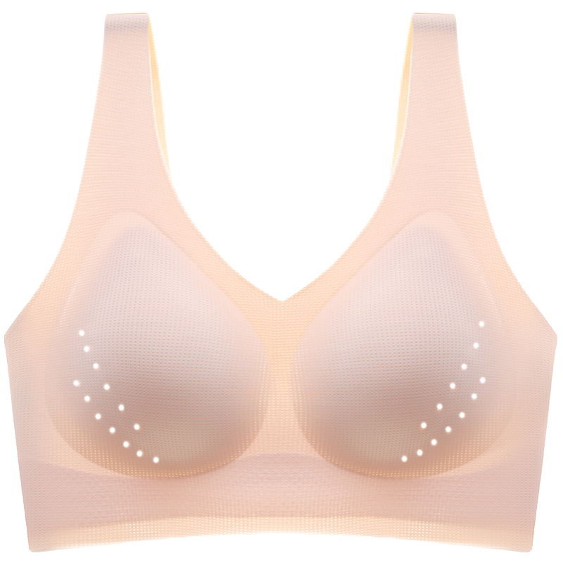 超薄款无痕运动内衣女夏季美背性感文胸大胸显小背心式防下垂胸罩 - 图0