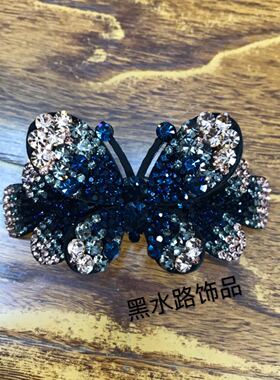 新款双蝴蝶弹簧夹钢夹顶夹八公分盘发苞发披发丸子夹精美头饰品