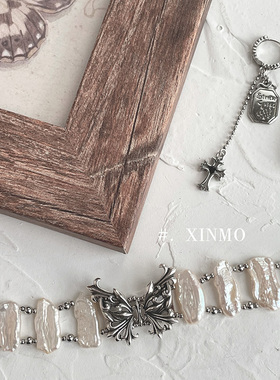 琵琶珍珠双排choker项链 多戴法 耳环 蝴蝶 珍珠项链 个性 公主