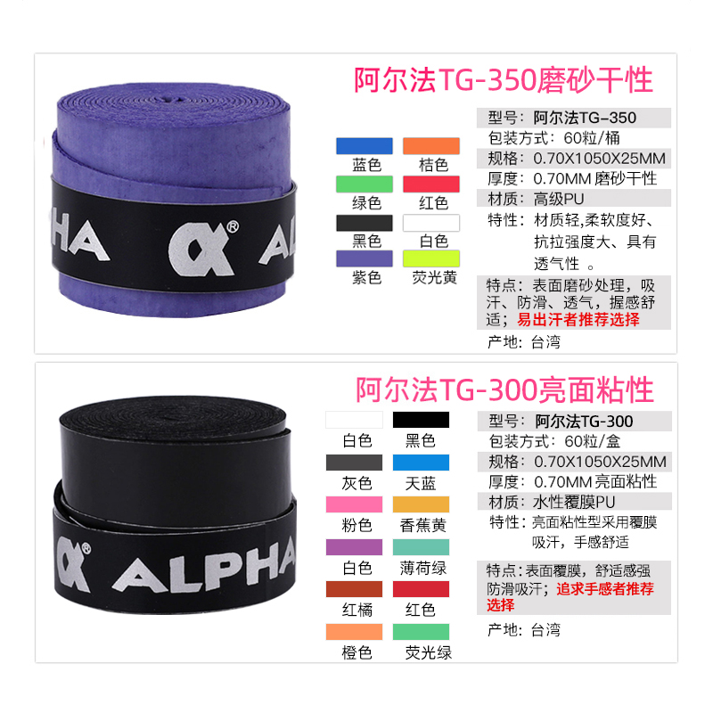 ALPHA阿尔法吸汗带网球拍羽毛球拍鱼竿手柄缠带绑带防滑专用手胶-图0