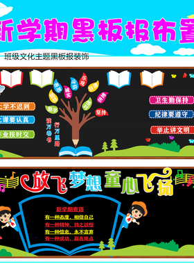 新学期黑板报装饰墙贴文化墙布置