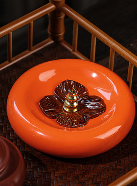 家用室内香薰炉柿柿如意香插香座盘香托盘大号熏香炉茶道装饰摆件