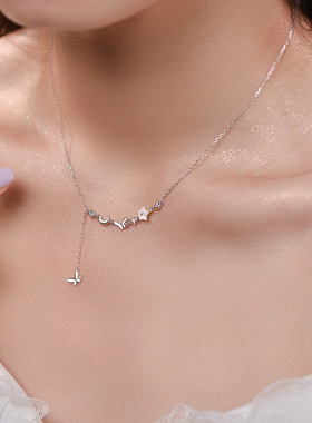 银蝶舞锁骨链，仙女百搭风