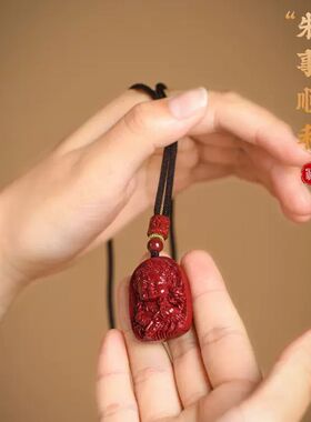 天然朱砂绿度母吊坠小天使宝宝佛项链男女款爆款饰品