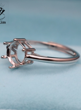 圆形戒指银托六爪空托未镶嵌宝石