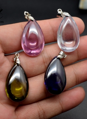 百搭水滴形锆石吊坠光面简约项链