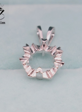 雪花吊坠空托镀白金项链未镶嵌