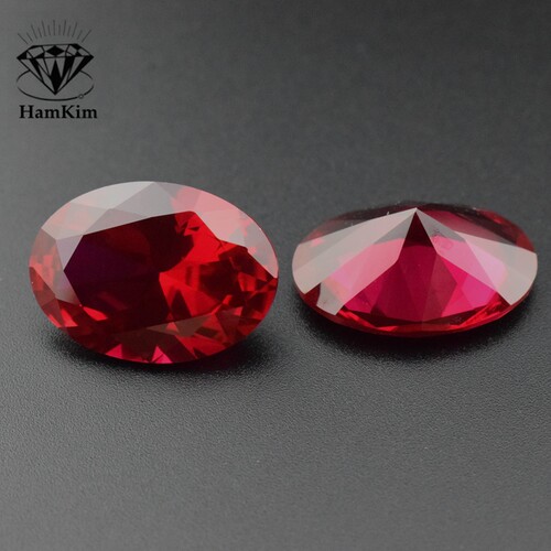 红宝石蛋形椭圆形合成红宝刚玉ruby5#尖底钻 diy镶嵌戒指耳钉吊坠 - 图2