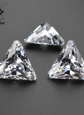 3A白色三角形3X3-10X10mm倒角宝石裸石锆石 尖底钻戒指耳钉未镶嵌