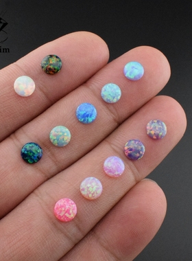 炫彩多彩色欧泊澳宝圆形平底宝石