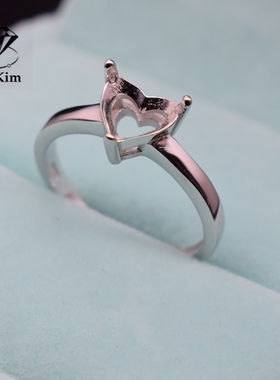 纯银活口镶嵌心形戒指